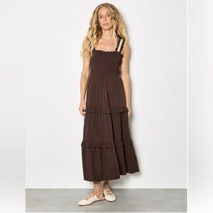 APRICOT 🍑 - Tiered Trim, Midi Dress